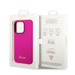 Husa Guess Silicone Vintage Gold Logo compatibila cu iPhone 14 Pro, Fucsia 9 - lerato.ro