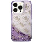 Husa Guess Liquid Glitter Translucent 4G compatibila cu iPhone 14 Pro, Violet 2 - lerato.ro