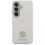 Carcasa Guess Rhinestone Round Logo cu MagSafe compatibila cu Samsung Galaxy S26, Bej 2 - lerato.ro