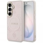 Carcasa Guess Saffiano Peony Embossed Ring cu MagSafe compatibila cu Samsung Galaxy S26 Plus, Roz 4 - lerato.ro