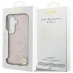 Carcasa Guess Saffiano Peony Embossed Ring cu MagSafe compatibila cu Samsung Galaxy S26 Plus, Roz 9 - lerato.ro