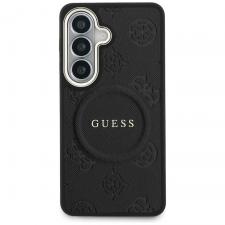 Carcasa Guess Saffiano Peony Embossed Ring cu MagSafe compatibila cu Samsung Galaxy S26, Negru
