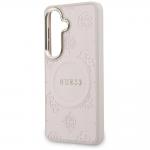 Carcasa Guess Saffiano Peony Embossed Ring cu MagSafe compatibila cu Samsung Galaxy S26, Roz 7 - lerato.ro