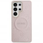 Husa Guess Saffiano Peony Embossed Ring cu MagSafe compatibila cu Samsung Galaxy S26 Ultra, Roz 2 - lerato.ro