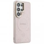 Husa Guess Saffiano Peony Embossed Ring cu MagSafe compatibila cu Samsung Galaxy S26 Ultra, Roz 5 - lerato.ro