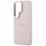 Husa Guess Saffiano Peony Embossed Ring cu MagSafe compatibila cu Samsung Galaxy S26 Ultra, Roz 7 - lerato.ro