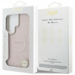 Husa Guess Saffiano Peony Embossed Ring cu MagSafe compatibila cu Samsung Galaxy S26 Ultra, Roz 9 - lerato.ro