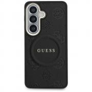 Husa Guess Saffiano Peony Embossed Ring cu MagSafe compatibila cu Samsung Galaxy S26 Plus, Negru