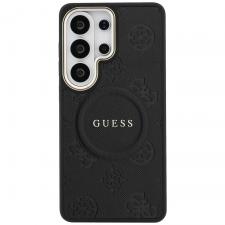 Husa Guess Saffiano Peony Embossed Ring cu MagSafe compatibila cu Samsung Galaxy S26 Ultra, Negru