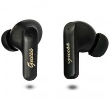 Casti wireless Guess Script Metal Logo TWS, Bluetooth, 400 mAh, Autonomie 6h, USB-C, Negru