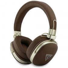 Casti telefoane, Casti wireless Guess Metal Grained Triangle Logo, ENC, Bluetooth 5.4, Autonomie 26h, USB-C, Maro, lerato.ro