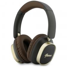Casti telefoane, Casti wireless Guess Rectangle Metal Script, ENC, Bluetooth 5.4, Autonomie 26h, USB-C, Maro, lerato.ro