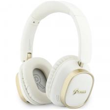 Casti telefoane, Casti wireless Guess Rectangle Metal Script, ENC, Bluetooth 5.4, Autonomie 26h, USB-C, Alb, lerato.ro