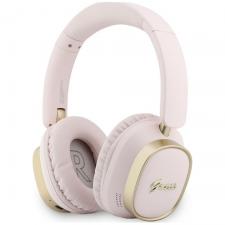 Casti telefoane, Casti wireless Guess Rectangle Metal Script, ENC, Bluetooth 5.4, Autonomie 26h, USB-C, Roz, lerato.ro