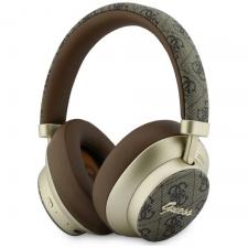 Casti telefoane, Casti wireless Guess 4G Gold Metal Script, ENC, Bluetooth 5.4, Autonomie 32h, USB-C, Maro, lerato.ro