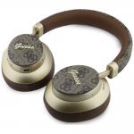 Casti wireless Guess 4G Gold Metal Script, ENC, Bluetooth 5.4, Autonomie 32h, USB-C, Maro 6 - lerato.ro