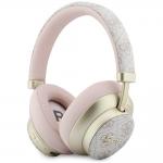 Casti wireless Guess 4G Gold Metal Script, ENC, Bluetooth 5.4, Autonomie 32h, USB-C, Roz 2 - lerato.ro