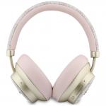 Casti wireless Guess 4G Gold Metal Script, ENC, Bluetooth 5.4, Autonomie 32h, USB-C, Roz 4 - lerato.ro