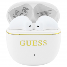 Casti telefoane, Casti wireless Guess Glossy Gold Line, TWS, Bluetooth 5.4, 200 mAh, USB-C, Alb, lerato.ro