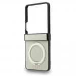 Husa Guess Magnetic Ring Stand Grained Classic Logo cu MagSafe compatibila cu Samsung Galaxy Z Flip 8, Bej 6 - lerato.ro