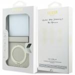 Husa Guess Magnetic Ring Stand Grained Classic Logo cu MagSafe compatibila cu Samsung Galaxy Z Flip 8, Bej 8 - lerato.ro