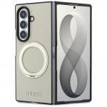 Husa Guess Magnetic Ring Stand Grained Classic Logo cu MagSafe compatibila cu Samsung Galaxy Z Fold 8 Ultra, Bej 2 - lerato.ro