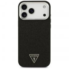 Husa Guess Glitter Triangle Logo cu MagSafe compatibila cu iPhone 18 Pro Max / 17 Pro Max, Negru