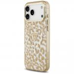 Husa Guess IML Leopard Glitter Triangle Logo cu MagSafe compatibila cu iPhone 18 Pro Max / 17 Pro Max, Maro 3 - lerato.ro