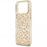 Husa Guess IML Leopard Glitter Triangle Logo cu MagSafe compatibila cu iPhone 18 Pro Max / 17 Pro Max, Maro 7 - lerato.ro