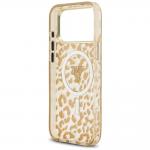 Husa Guess IML Leopard Glitter Triangle Logo cu MagSafe compatibila cu iPhone 18 Pro Max / 17 Pro Max, Maro 8 - lerato.ro