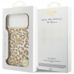 Husa Guess IML Leopard Glitter Triangle Logo cu MagSafe compatibila cu iPhone 18 Pro Max / 17 Pro Max, Maro 9 - lerato.ro