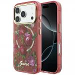 Husa Guess Glitter Blossom Roses compatibila cu iPhone 18 Pro Max / 17 Pro Max, Burgundy 4 - lerato.ro