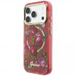 Husa Guess Glitter Blossom Roses compatibila cu iPhone 18 Pro Max / 17 Pro Max, Burgundy 3 - lerato.ro