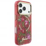 Husa Guess Glitter Blossom Roses compatibila cu iPhone 18 Pro Max / 17 Pro Max, Burgundy 5 - lerato.ro