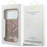 Husa Guess Glitter Blossom Roses compatibila cu iPhone 18 Pro Max / 17 Pro Max, Burgundy 9 - lerato.ro