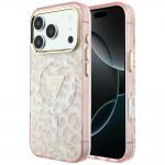 Husa Guess IML Leopard Glitter Triangle Logo cu MagSafe compatibila cu iPhone 18 Pro Max / 17 Pro Max, Roz 4 - lerato.ro