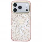 Husa Guess IML Leopard Glitter Triangle Logo cu MagSafe compatibila cu iPhone 18 Pro Max / 17 Pro Max, Roz 2 - lerato.ro