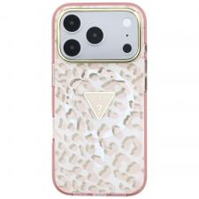 Husa Guess IML Leopard Glitter Triangle Logo cu MagSafe compatibila cu iPhone 18 Pro Max / 17 Pro Max, Roz
