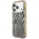 Husa Guess IML Zebra Glitter Triangle Logo cu MagSafe compatibila cu iPhone 18 Pro Max / 17 Pro Max, Gold 3 - lerato.ro