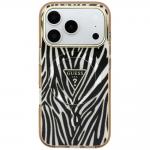 Husa Guess IML Zebra Glitter Triangle Logo cu MagSafe compatibila cu iPhone 18 Pro Max / 17 Pro Max, Gold 2 - lerato.ro