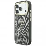 Husa Guess IML Zebra Glitter Triangle Logo cu MagSafe compatibila cu iPhone 18 Pro Max / 17 Pro Max, Silver 3 - lerato.ro