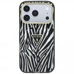 Husa Guess IML Zebra Glitter Triangle Logo cu MagSafe compatibila cu iPhone 18 Pro Max / 17 Pro Max, Silver 2 - lerato.ro