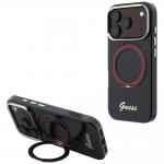 Husa Guess IML Ring Stand 360 Script Metal Logo cu MagSafe compatibila cu iPhone 18 Pro Max / 17 Pro Max, Burgundy 4 - lerato.ro