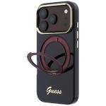 Husa Guess IML Ring Stand 360 Script Metal Logo cu MagSafe compatibila cu iPhone 18 Pro Max / 17 Pro Max, Burgundy 3 - lerato.ro