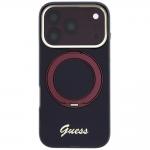 Husa Guess IML Ring Stand 360 Script Metal Logo cu MagSafe compatibila cu iPhone 18 Pro Max / 17 Pro Max, Burgundy 2 - lerato.ro