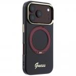 Husa Guess IML Ring Stand 360 Script Metal Logo cu MagSafe compatibila cu iPhone 18 Pro Max / 17 Pro Max, Burgundy 5 - lerato.ro