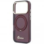 Husa Guess IML Ring Stand 360 Script Metal Logo cu MagSafe compatibila cu iPhone 18 Pro Max / 17 Pro Max, Burgundy 7 - lerato.ro