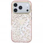 Husa Guess IML Leopard Glitter Triangle Logo cu MagSafe compatibila cu iPhone 18 Pro / 17 Pro, Roz 2 - lerato.ro