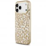 Husa Guess IML Leopard Glitter Triangle Logo cu MagSafe compatibila cu iPhone 18 Pro / 17 Pro, Maro 3 - lerato.ro