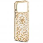 Husa Guess IML Leopard Glitter Triangle Logo cu MagSafe compatibila cu iPhone 18 Pro / 17 Pro, Maro 8 - lerato.ro